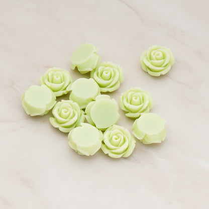 Curved Petal Rose Flower Flat Back Cabochon, 6 Pc (CB.141-01)