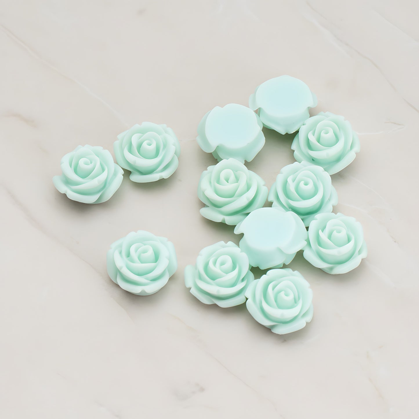 Curved Petal Rose Flower Flat Back Cabochon, 6 Pc (CB.141-01)