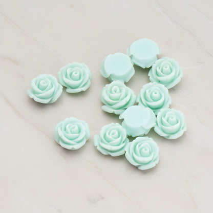 Curved Petal Rose Flower Flat Back Cabochon, 6 Pc (CB.141-01)
