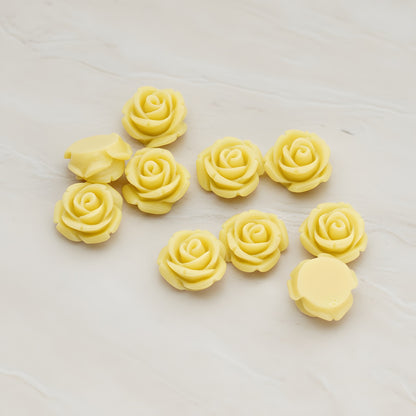 Curved Petal Rose Flower Flat Back Cabochon, 6 Pc (CB.141-01)