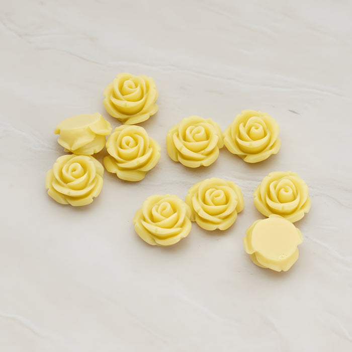 Curved Petal Rose Flower Flat Back Cabochon, 6 Pc (CB.141-01)