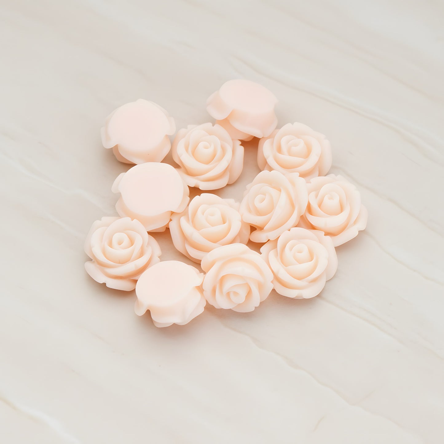 Curved Petal Rose Flower Flat Back Cabochon, 6 Pc (CB.141-01)