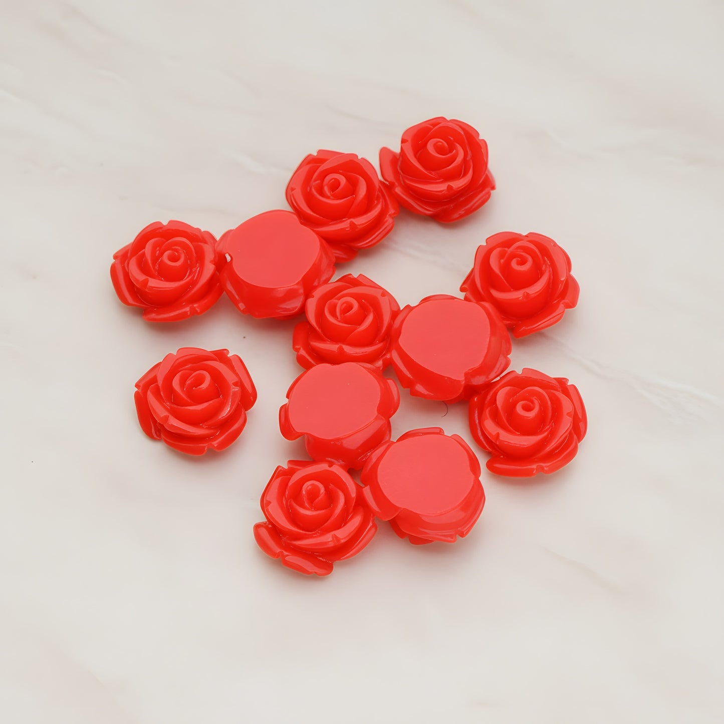 Curved Petal Rose Flower Flat Back Cabochon, 6 Pc (CB.141-01)