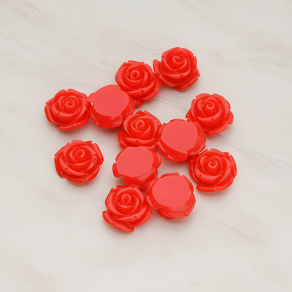 Curved Petal Rose Flower Flat Back Cabochon, 6 Pc (CB.141-01)