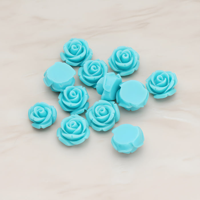 Curved Petal Rose Flower Flat Back Cabochon, 6 Pc (CB.141-01)