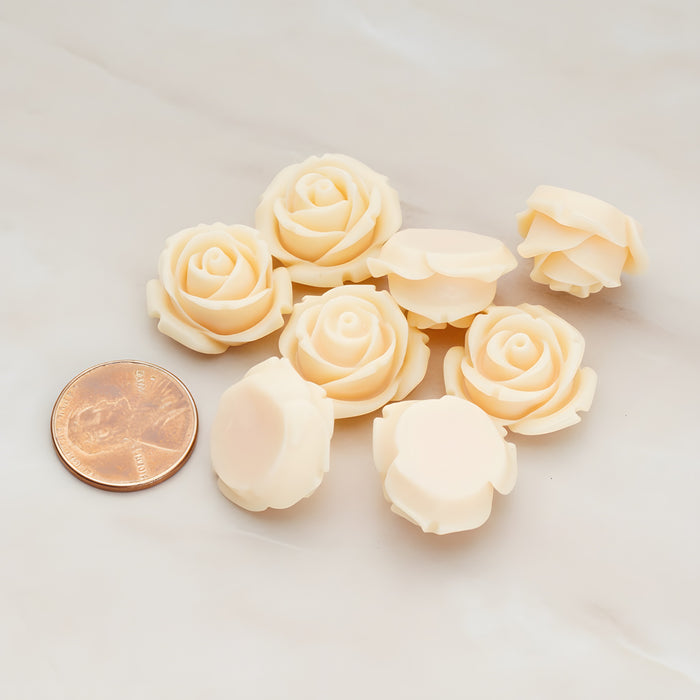 Dolly Rose Flower Flat Back Cabochon, 4 Pc (CB.147)