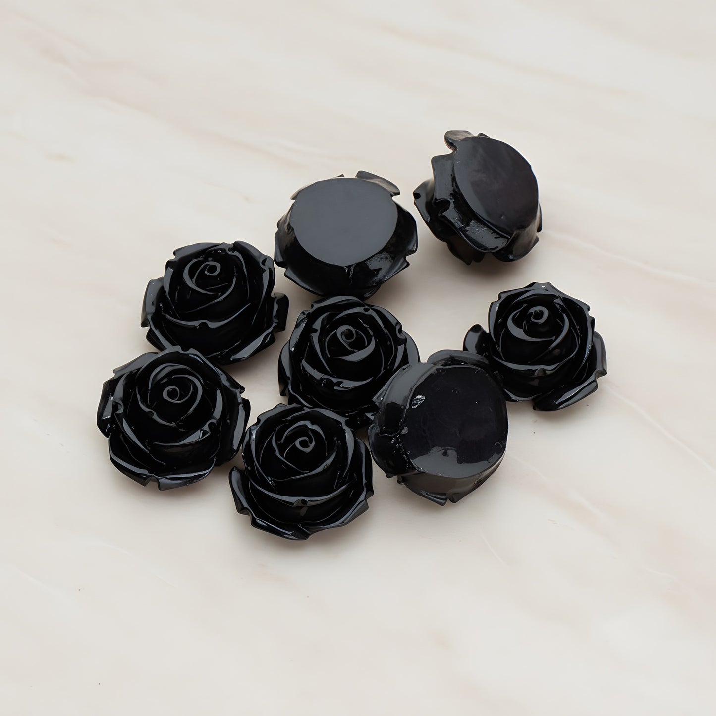 Dolly Rose Flower Flat Back Cabochon, 4 Pc (CB.147)