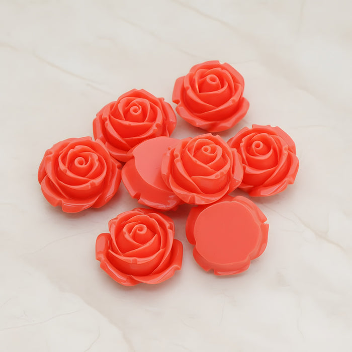 Dolly Rose Flower Flat Back Cabochon, 4 Pc (CB.147)