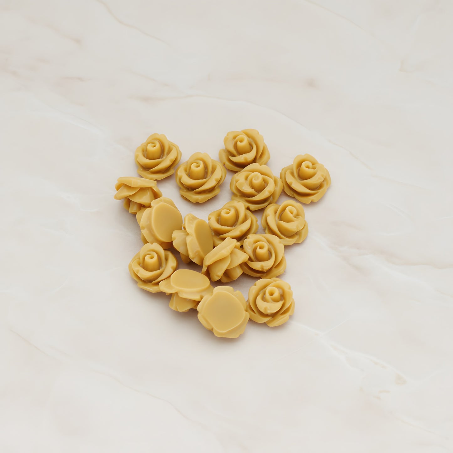 Carved Rose Flower Flat Back Cabochon, 8 Pc (CB.149)