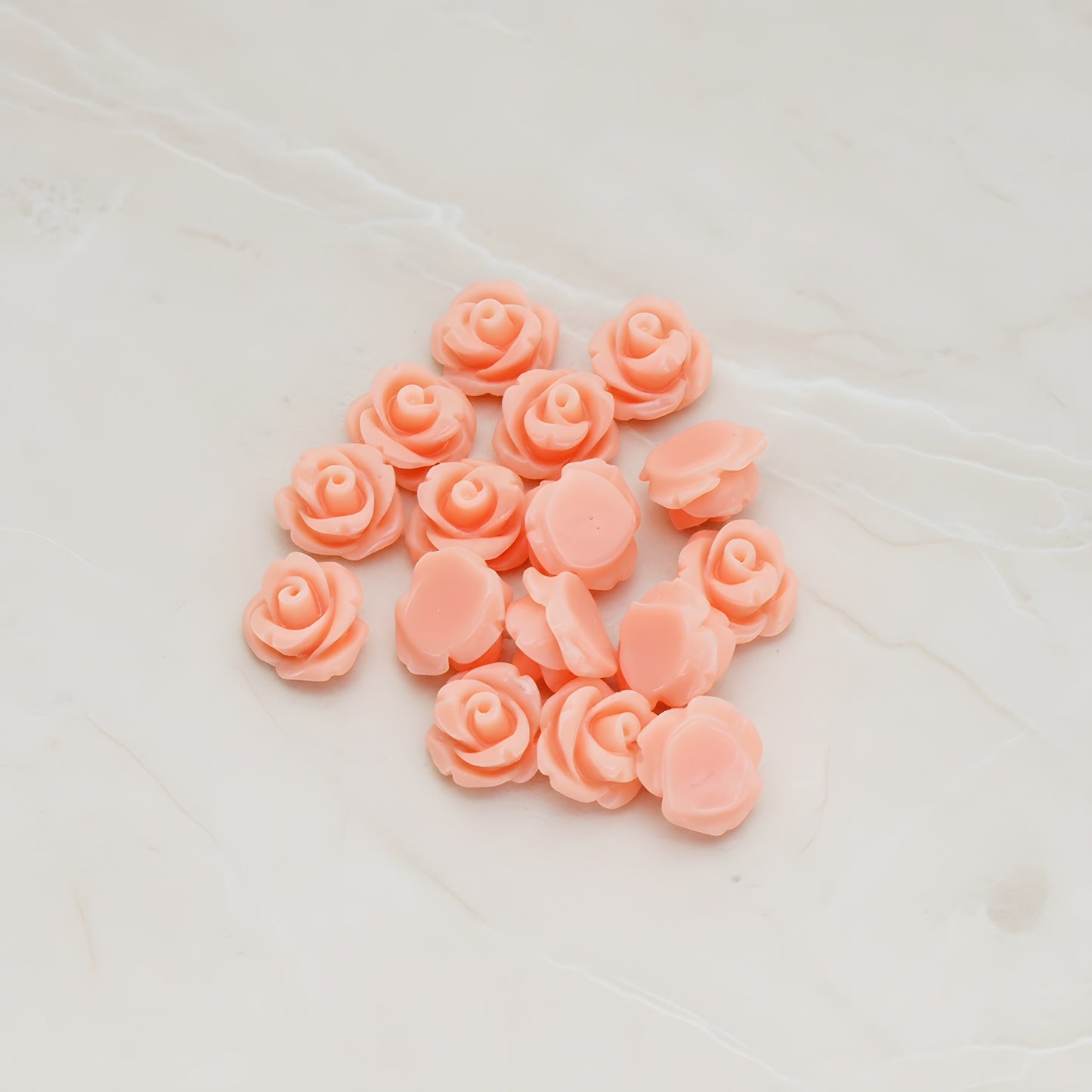 Carved Rose Flower Flat Back Cabochon, 8 Pc (CB.149)