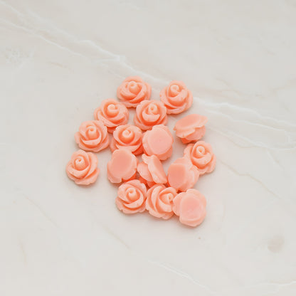 Carved Rose Flower Flat Back Cabochon, 8 Pc (CB.149)