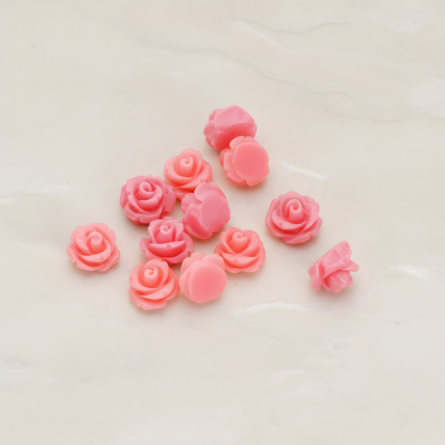 Carved Rose Flower Flat Back Cabochon, 8 Pc (CB.149)