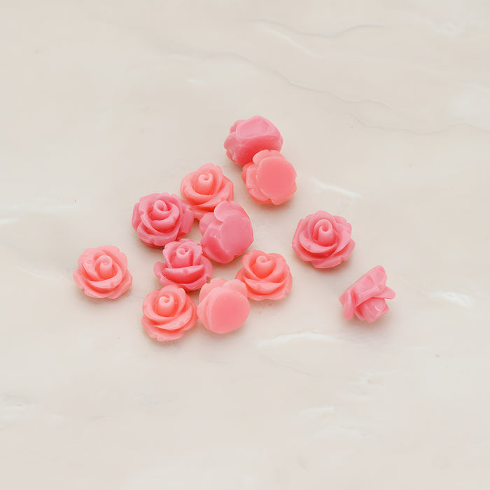 Carved Rose Flower Flat Back Cabochon, 8 Pc (CB.149)