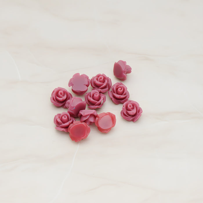 Carved Rose Flower Flat Back Cabochon, 8 Pc (CB.149)