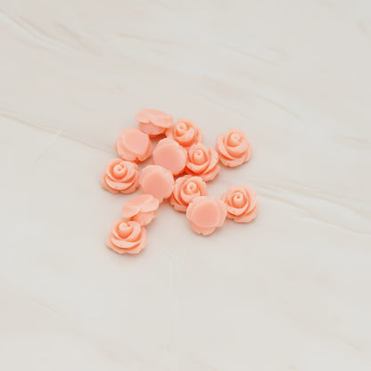 Carved Rose Flower Flat Back Cabochon, 8 Pc (CB.149)