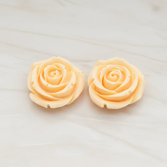 Chunky Rose Flower Flat Back Cabochon, 2 Pc (CB.152)