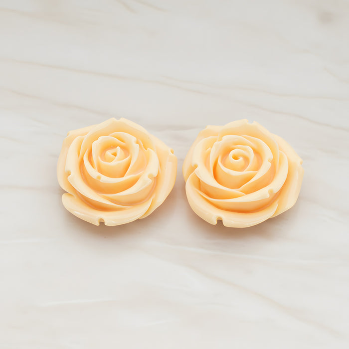 Chunky Rose Flower Flat Back Cabochon, 2 Pc (CB.152)