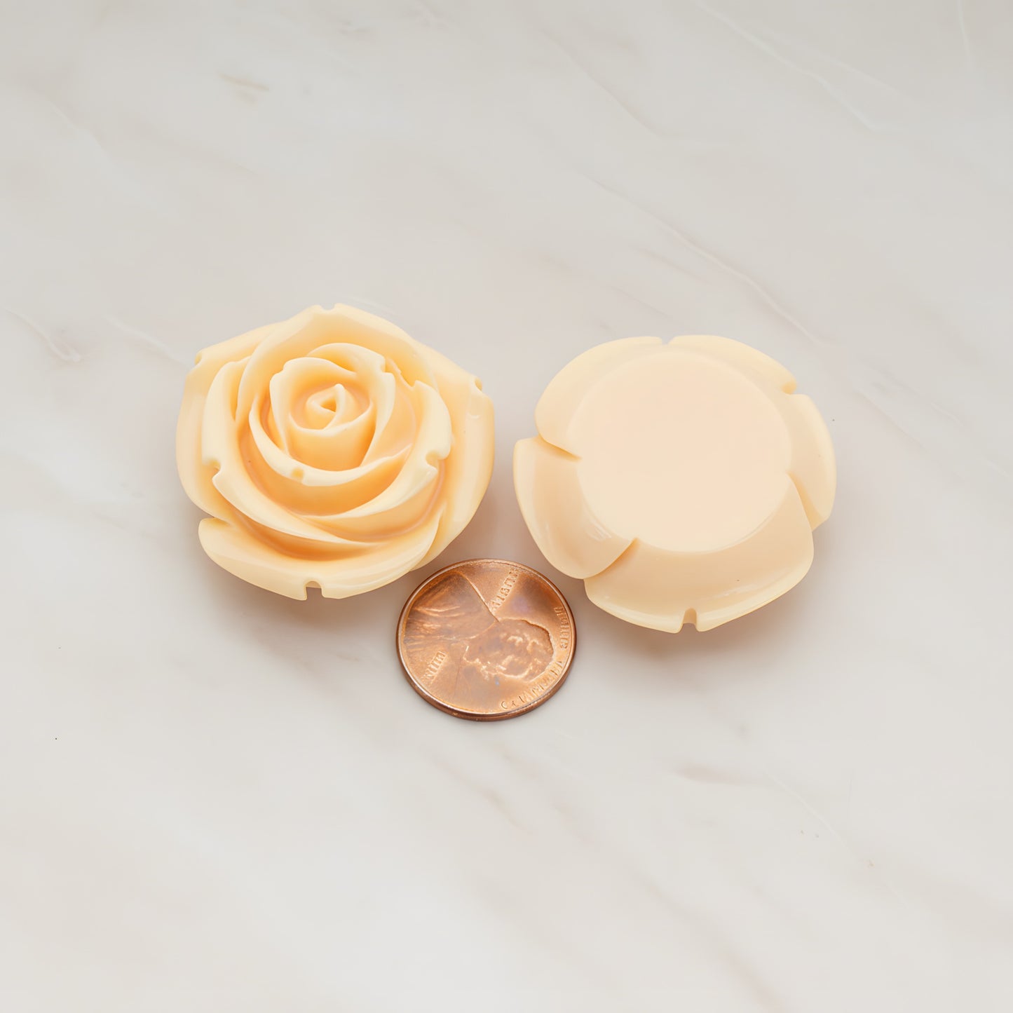 Chunky Rose Flower Flat Back Cabochon, 2 Pc (CB.152)
