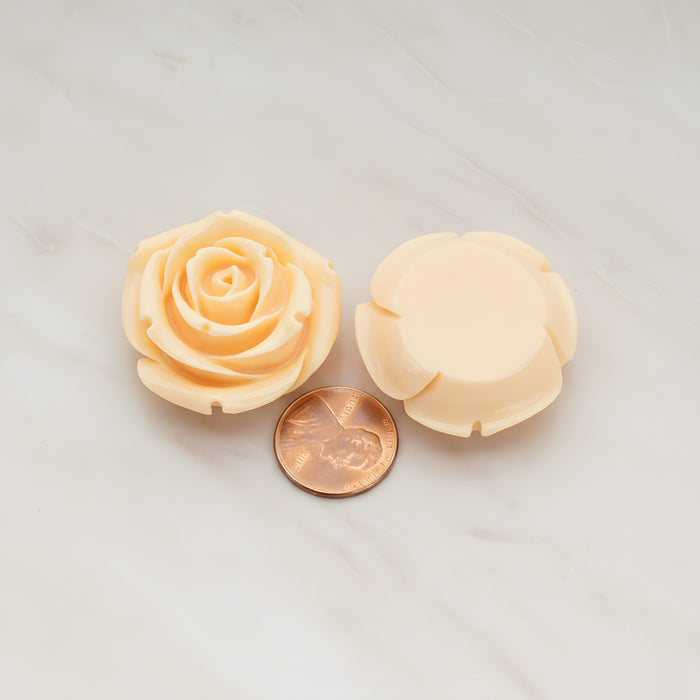 Chunky Rose Flower Flat Back Cabochon, 2 Pc (CB.152)