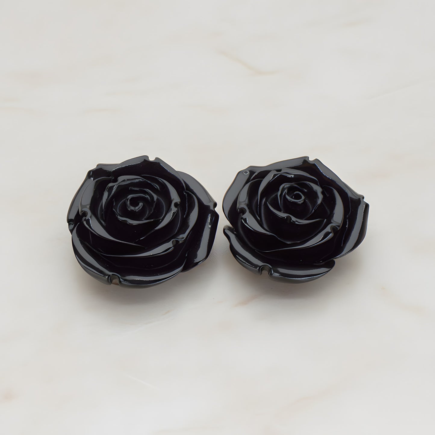 Chunky Rose Flower Flat Back Cabochon, 2 Pc (CB.152)