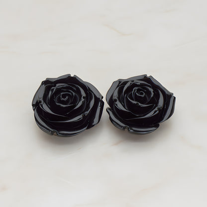 Chunky Rose Flower Flat Back Cabochon, 2 Pc (CB.152)