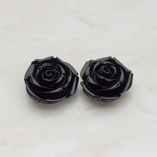 Chunky Rose Flower Flat Back Cabochon, 2 Pc (CB.152)
