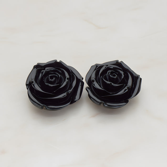 Chunky Rose Flower Flat Back Cabochon, 2 Pc (CB.152)