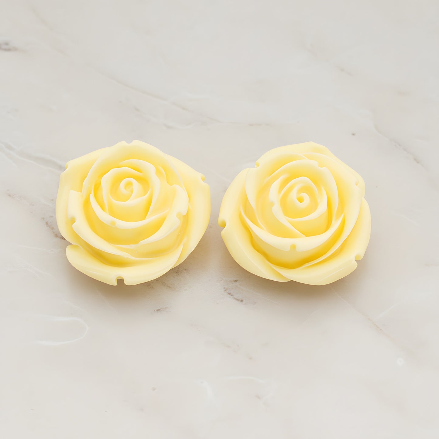 Chunky Rose Flower Flat Back Cabochon, 2 Pc (CB.152)