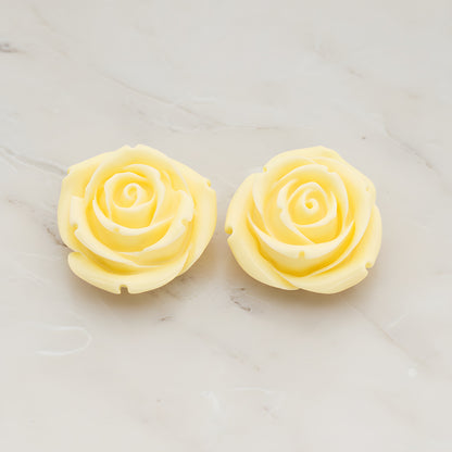 Chunky Rose Flower Flat Back Cabochon, 2 Pc (CB.152)