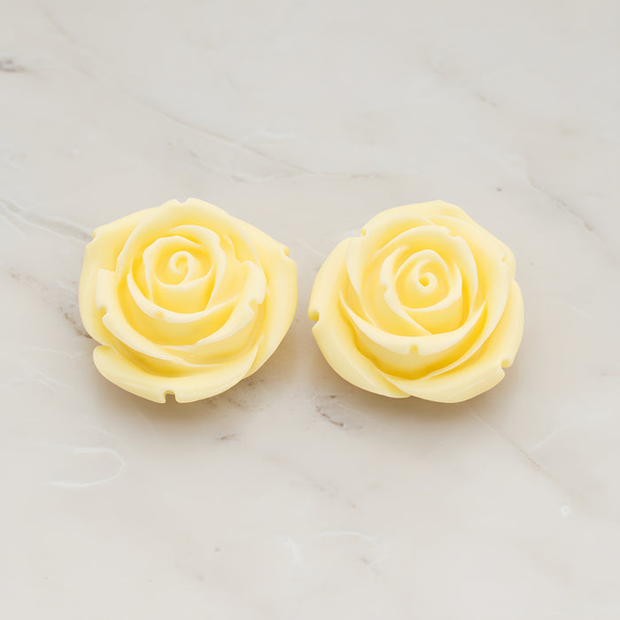 Chunky Rose Flower Flat Back Cabochon, 2 Pc (CB.152)