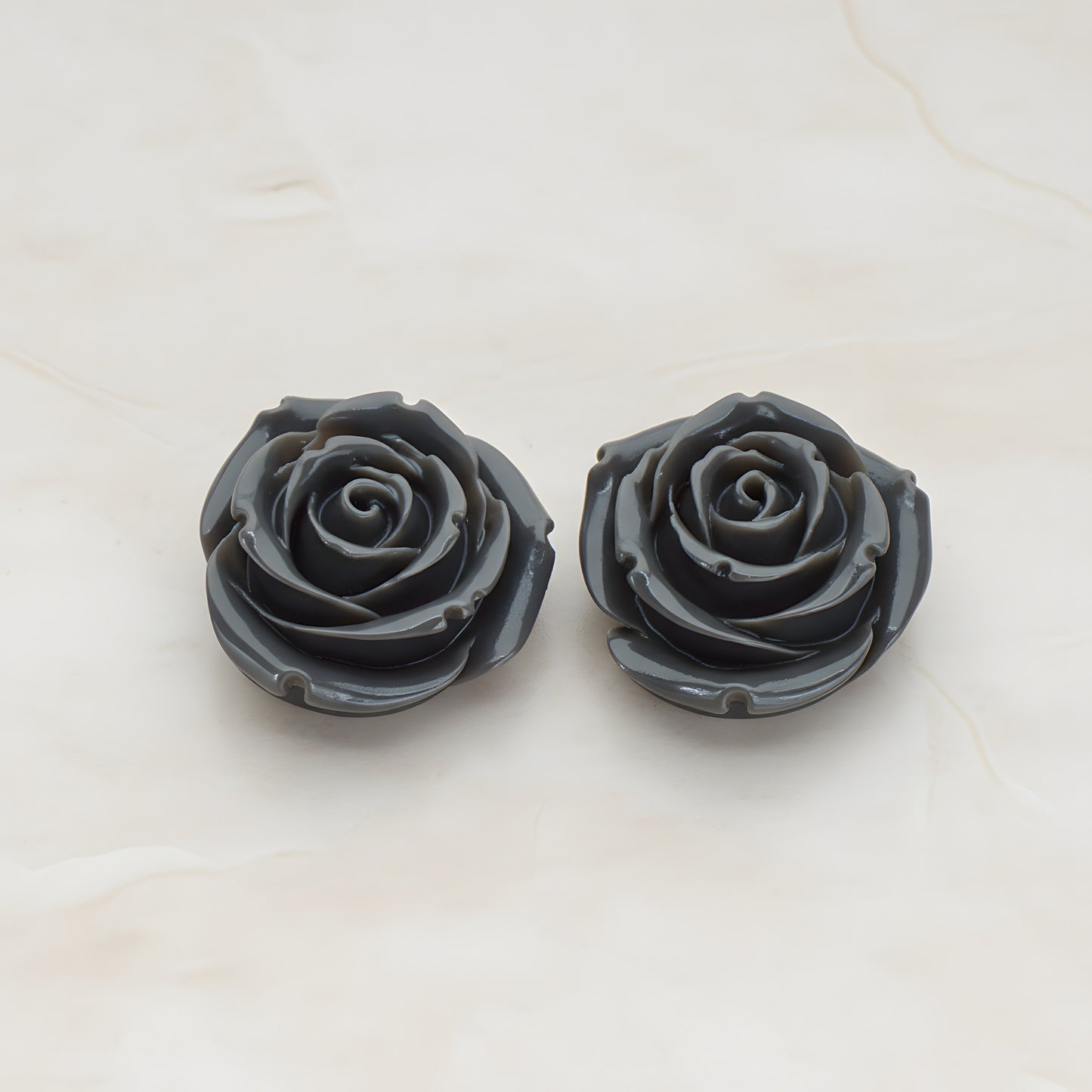 Chunky Rose Flower Flat Back Cabochon, 2 Pc (CB.152)