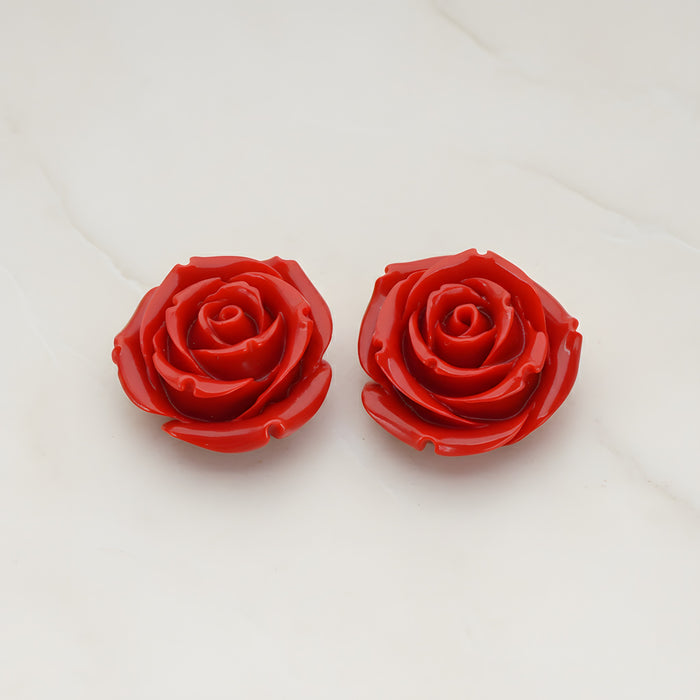 Chunky Rose Flower Flat Back Cabochon, 2 Pc (CB.152)