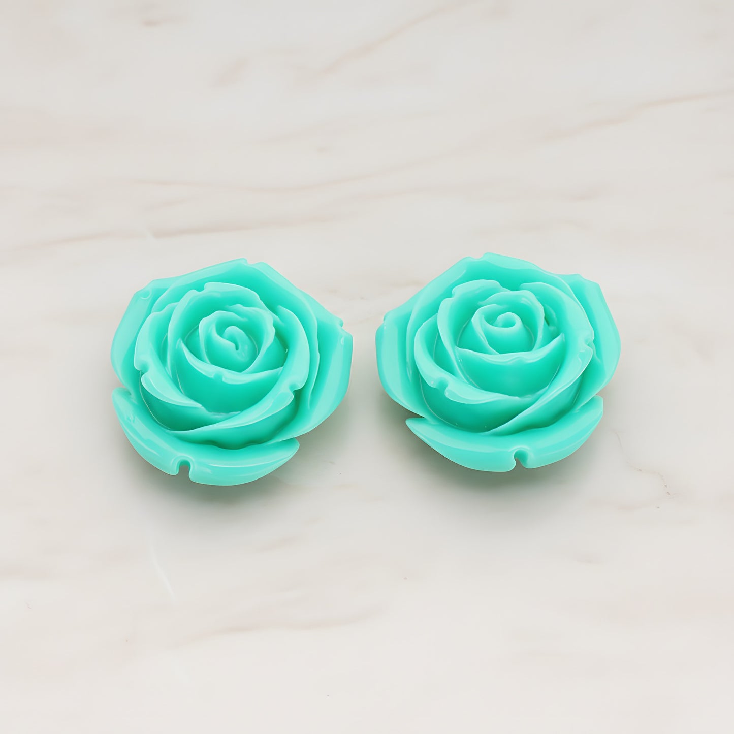 Chunky Rose Flower Flat Back Cabochon, 2 Pc (CB.152)