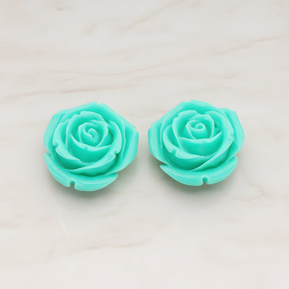Chunky Rose Flower Flat Back Cabochon, 2 Pc (CB.152)