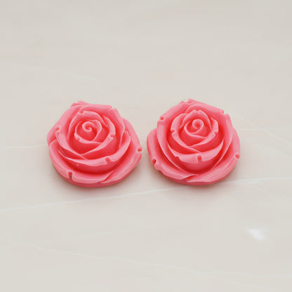 Chunky Rose Flower Flat Back Cabochon, 2 Pc (CB.152)