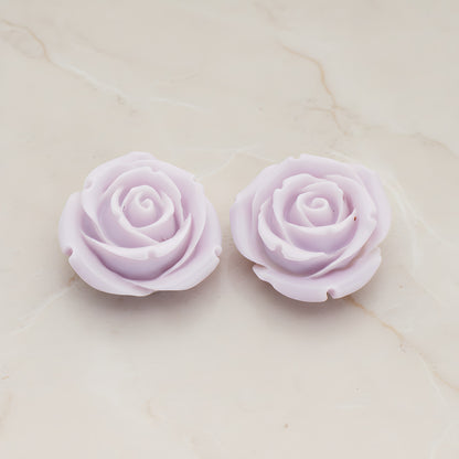 Chunky Rose Flower Flat Back Cabochon, 2 Pc (CB.152)