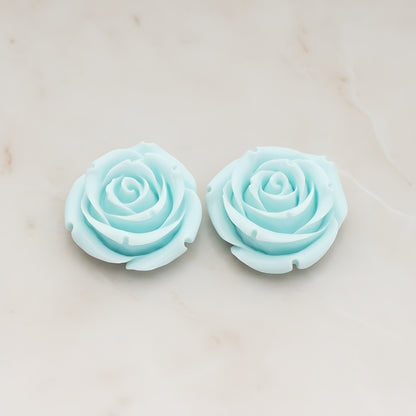 Chunky Rose Flower Flat Back Cabochon, 2 Pc (CB.152)