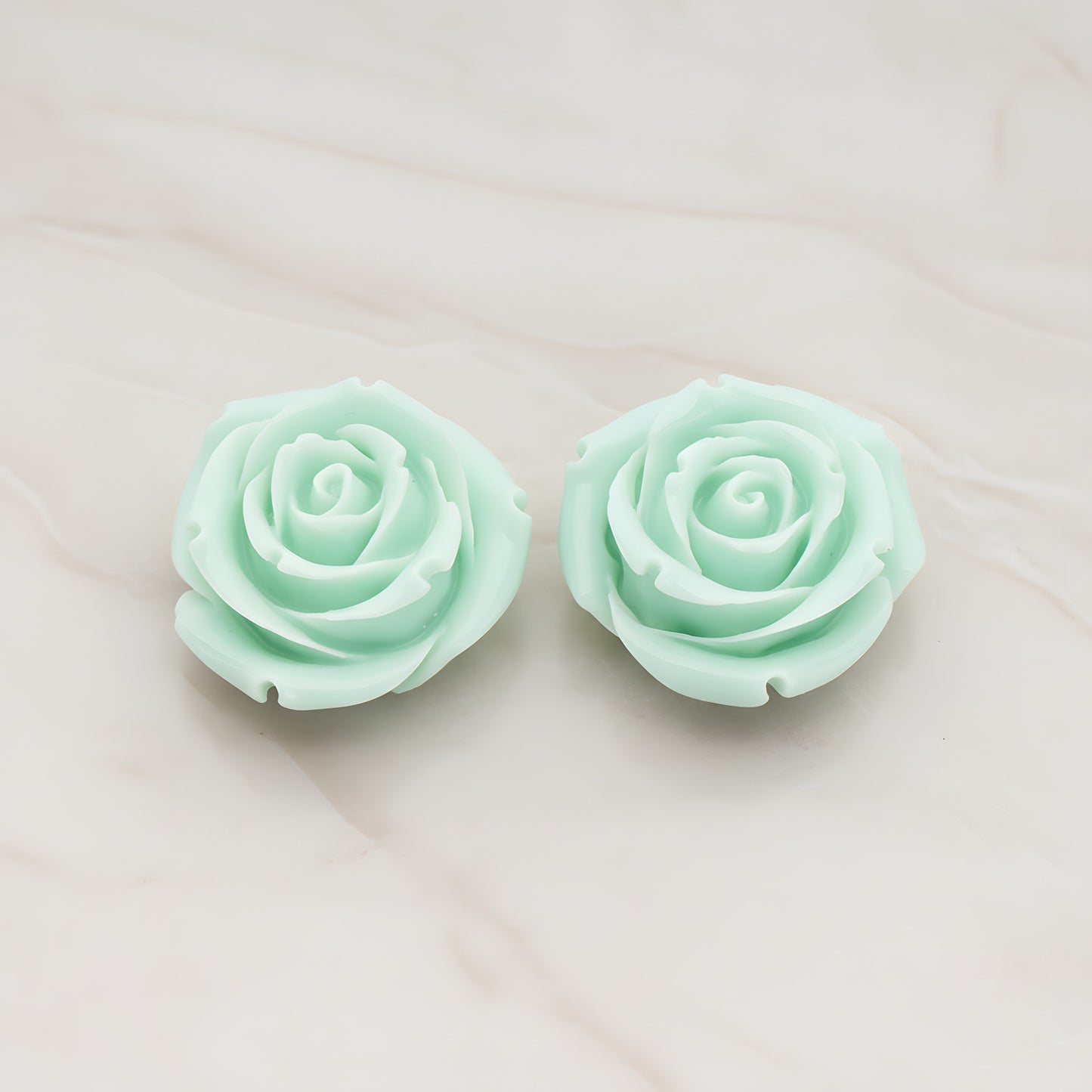 Chunky Rose Flower Flat Back Cabochon, 2 Pc (CB.152)