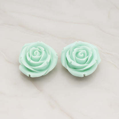 Chunky Rose Flower Flat Back Cabochon, 2 Pc (CB.152)