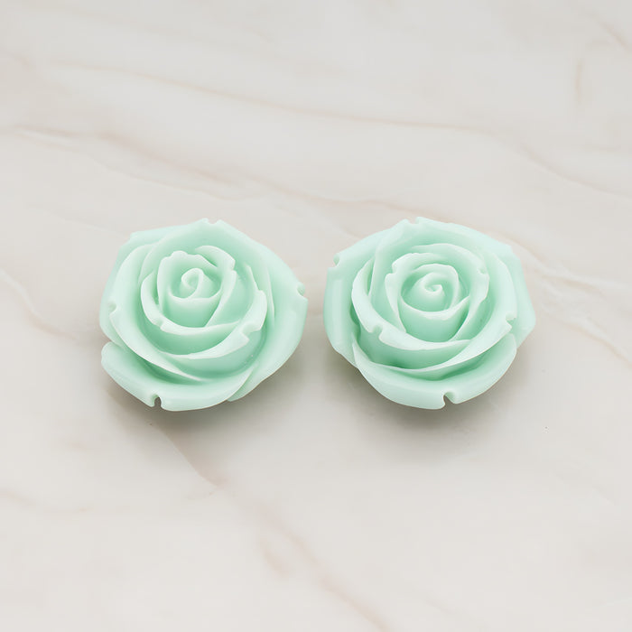Chunky Rose Flower Flat Back Cabochon, 2 Pc (CB.152)