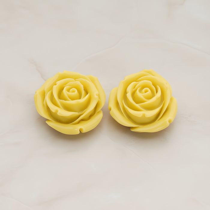 Chunky Rose Flower Flat Back Cabochon, 2 Pc (CB.152)