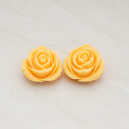 Chunky Rose Flower Flat Back Cabochon, 2 Pc (CB.152)