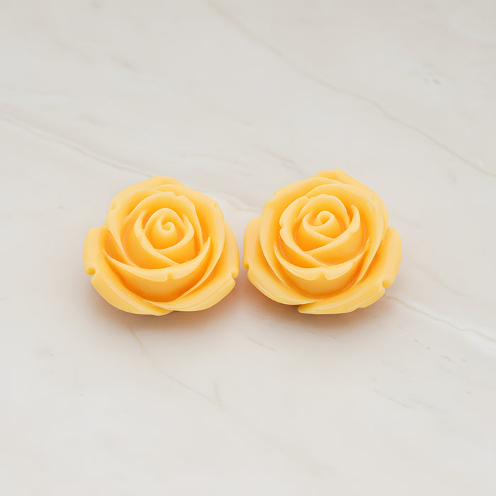 Chunky Rose Flower Flat Back Cabochon, 2 Pc (CB.152)