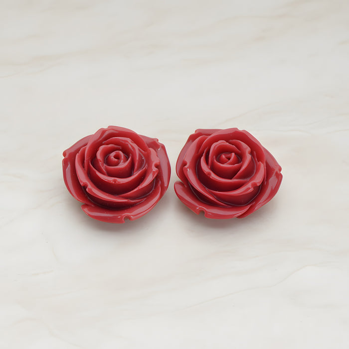 Chunky Rose Flower Flat Back Cabochon, 2 Pc (CB.152)