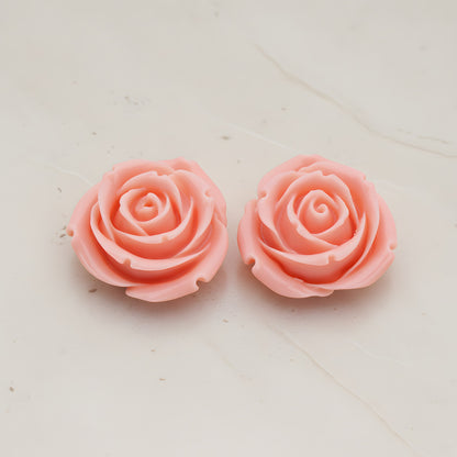 Chunky Rose Flower Flat Back Cabochon, 2 Pc (CB.152)