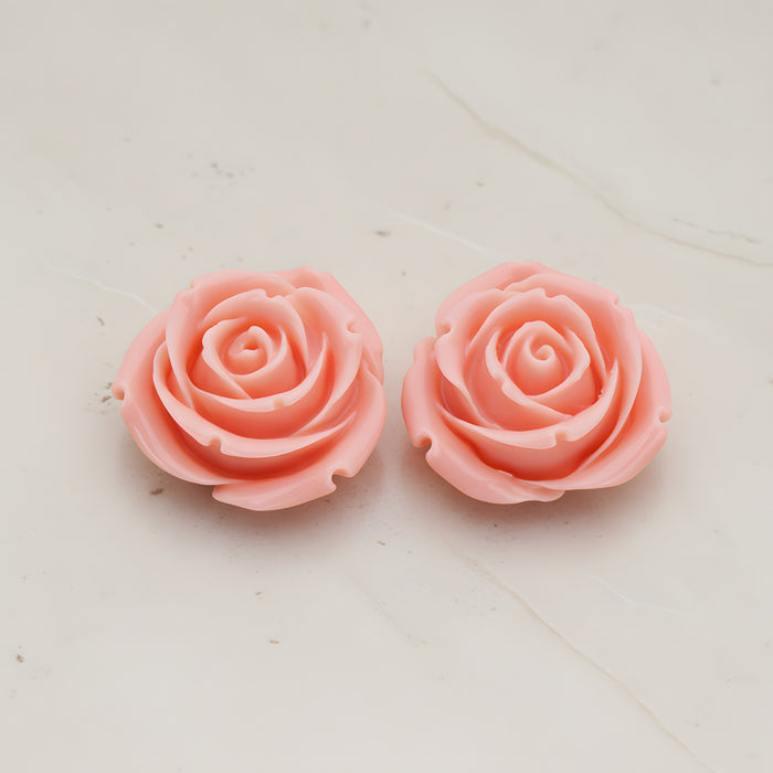 Chunky Rose Flower Flat Back Cabochon, 2 Pc (CB.152)