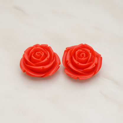 Chunky Rose Flower Flat Back Cabochon, 2 Pc (CB.152)