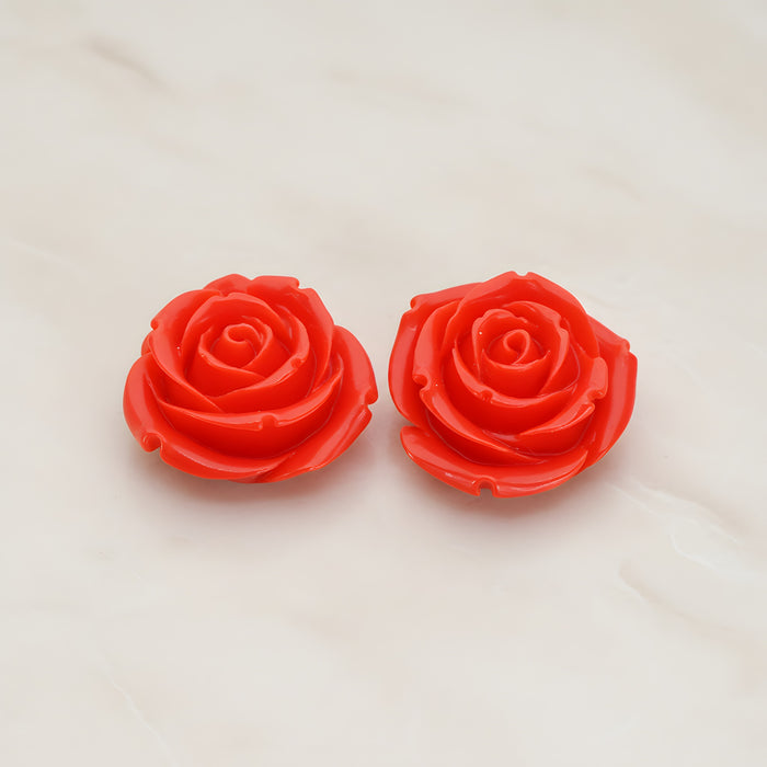 Chunky Rose Flower Flat Back Cabochon, 2 Pc (CB.152)