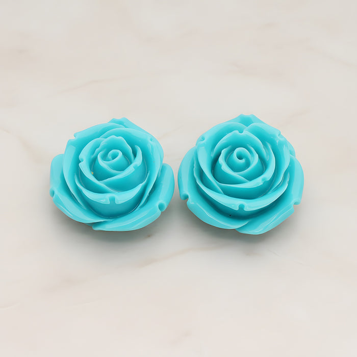 Chunky Rose Flower Flat Back Cabochon, 2 Pc (CB.152)