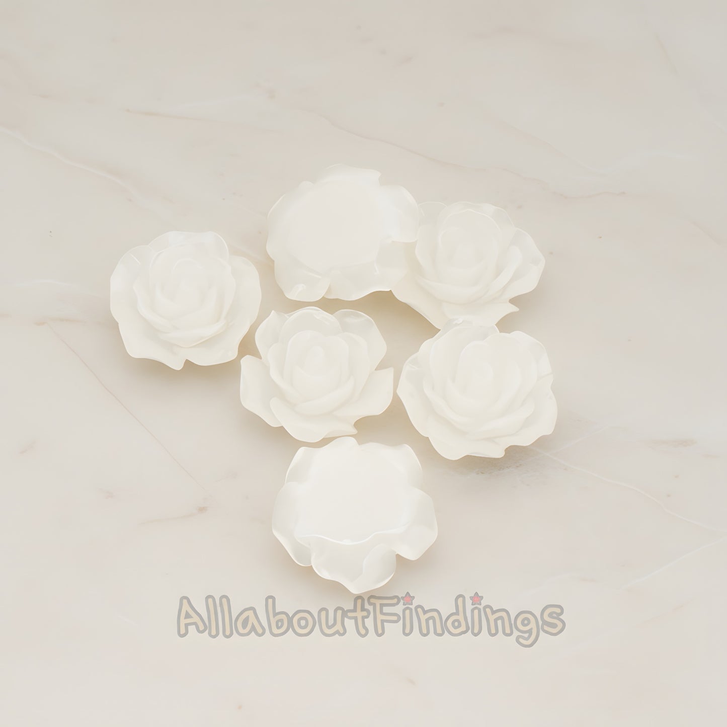 Angelique Rose Flower Flat Back Cabochon, 4 Pc (CB.157-01)